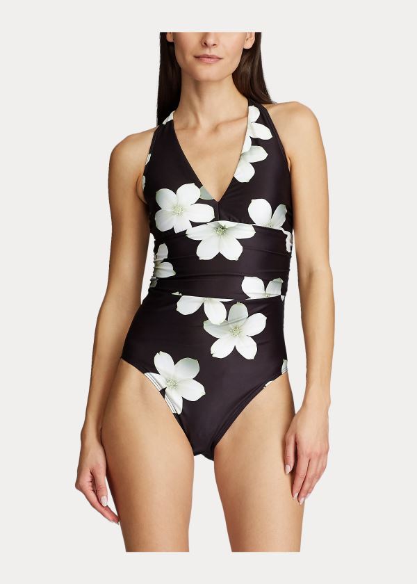 One-Piece Ralph Lauren Mujer Negros / Blancos - Floral Plunge - AWFEH6589